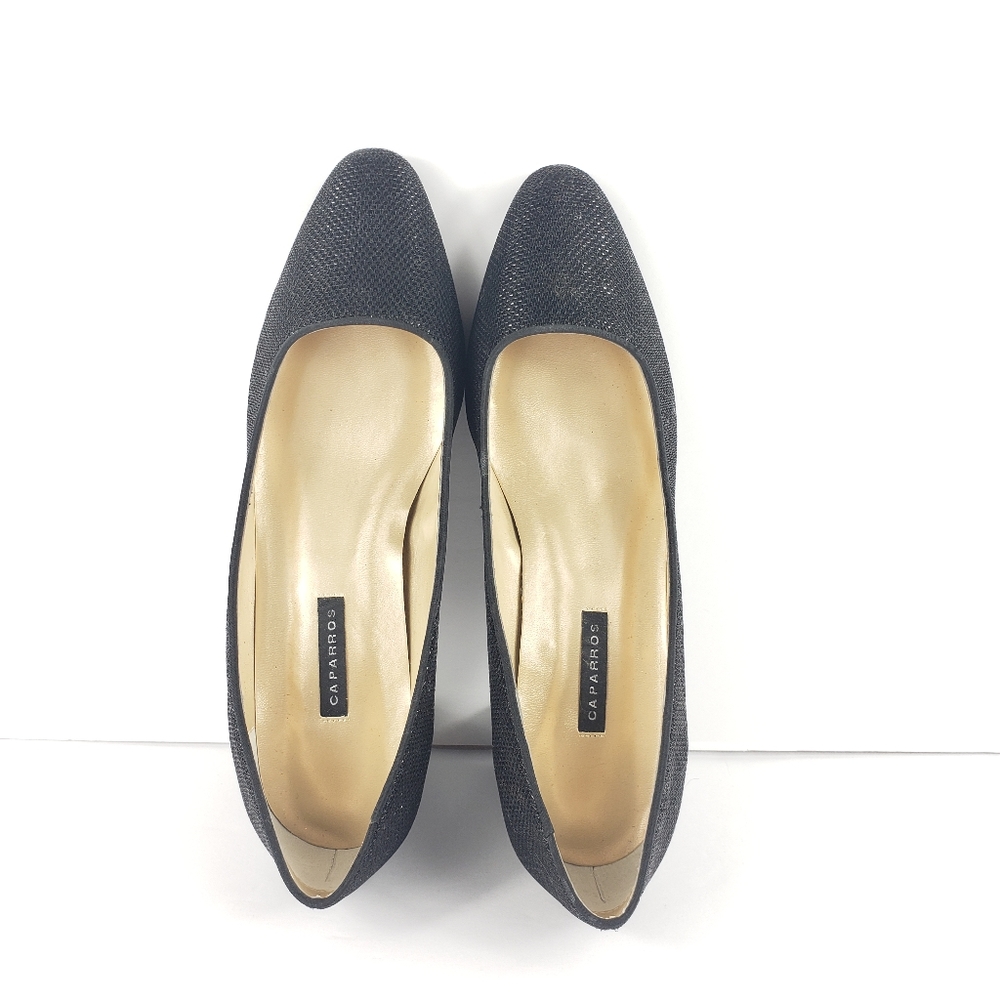 CAPARROS WOMEN SHINY BLACK BLOCK HEELS SIZE 8.5 - Picture 4 of 6